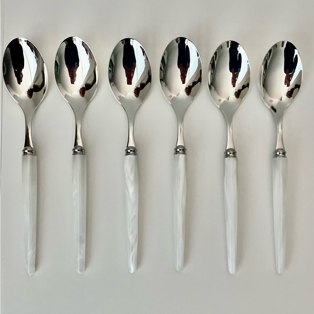 NWOT CAPDECO Elegant Tang White Dining Spoon Set of 6